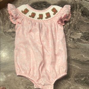 Pink Smocked Kids One Piece